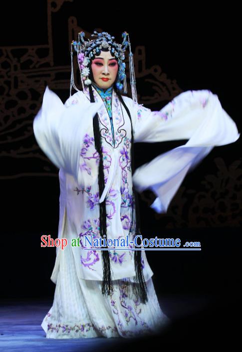 Chinese Hebei Clapper Opera Infanta Chai Garment Costumes and Headdress Kou Zhun Traditional Bangzi Opera Actress Dress Young Woman Apparels