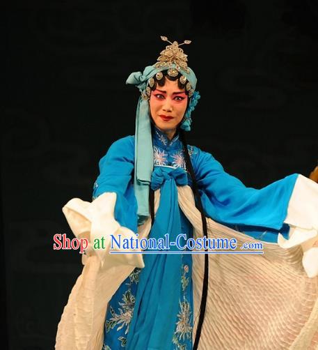 Chinese Hebei Clapper Opera Actress Hu Fenglian Garment Costumes and Headdress The Butterfly Chalice Traditional Bangzi Opera Young Female Dress Diva Apparels