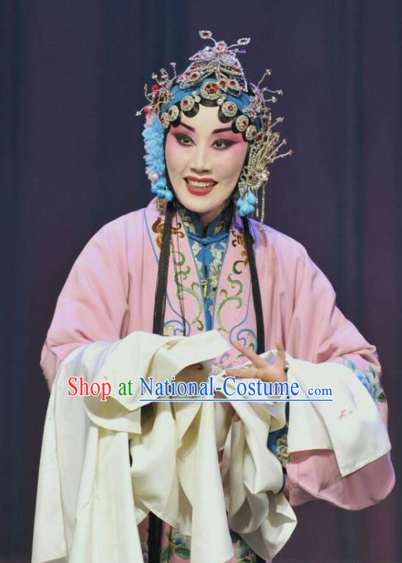 Chinese Hebei Clapper Opera Actress Garment Costumes and Headdress Traditional Bangzi Opera Young Female Dress Hua Tan Lin Huiying Apparels