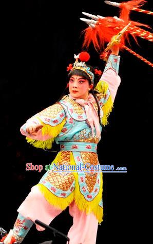 The Lotus Lantern Chinese Bangzi Opera Wusheng Liu Chenxiang Apparels Costumes and Headpieces Traditional Hebei Clapper Opera Young Boy Garment Clothing