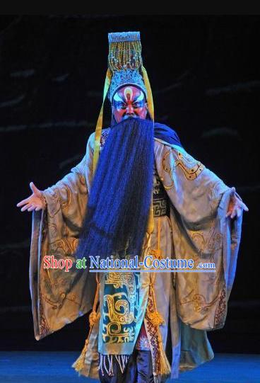 Te Bai City Chinese Bangzi Opera Painted Role Apparels Costumes and Headpieces Traditional Hebei Clapper Opera Emperor Garment Lord Clothing