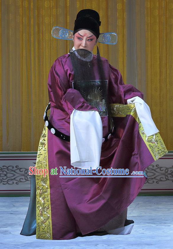 In Extremely Good Fortune Chinese Bangzi Opera Minister Lu Su Apparels Costumes and Headpieces Traditional Hebei Clapper Opera Official Garment Laosheng Clothing