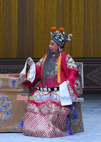 In Extremely Good Fortune Chinese Bangzi Opera Monarch Apparels Costumes and Headpieces Traditional Hebei Clapper Opera Elderly Male Garment Lord Liu Bei Clothing