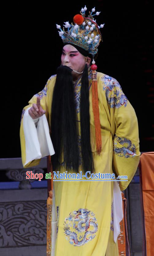 Chinese Bangzi Opera Elderly Male Apparels Costumes and Headpieces Traditional Shanxi Clapper Opera Laosheng Garment Emperor Zhu Yuanzhang Clothing