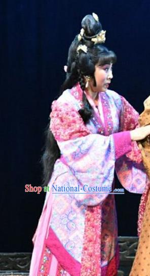 Chinese Shanxi Clapper Opera Imperial Consort Li Garment Costumes and Headdress Ping Cheng Fu Traditional Bangzi Opera Diva Dress Young Female Apparels