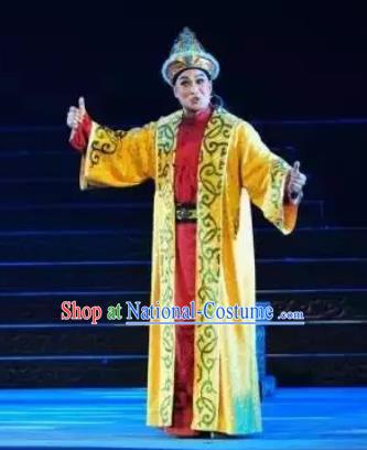 Ping Cheng Fu Chinese Bangzi Opera Young Male Apparels Costumes and Headpieces Traditional Shanxi Clapper Opera Xiaosheng Garment Crown Prince Clothing