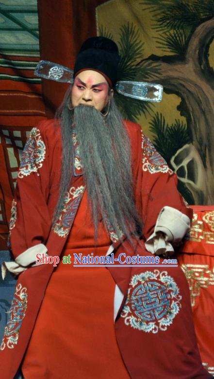 The Pearl Pagoda Chinese Bangzi Opera Laosheng Apparels Costumes and Headpieces Traditional Shanxi Clapper Opera Elderly Male Garment Landlord Chen Peide Clothing