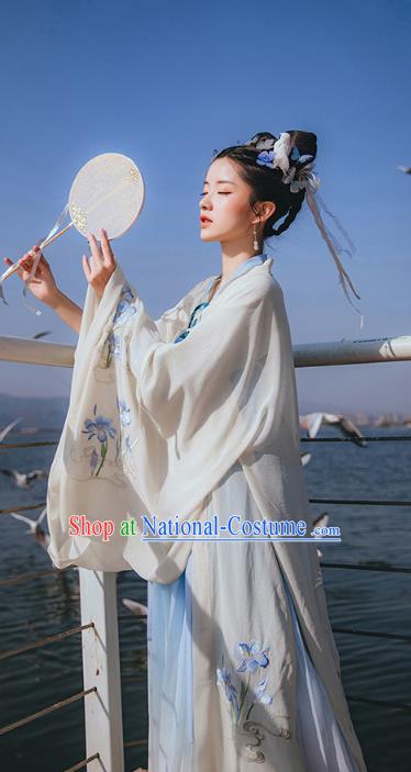 Chinese Ancient Nobility Lady Embroidered Hanfu Dress Apparels Traditional Tang Dynasty Palace Princess Historical Costumes for Rich Women