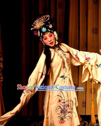 Chinese Shanxi Clapper Opera Distress Maiden Garment Costumes and Headdress Traditional Bangzi Opera Princess Dress Actress Apparels