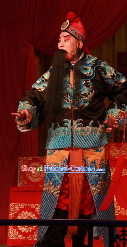 Ba Lang Ci Xiao Chinese Bangzi Opera Martial Male Apparels Costumes and Headpieces Traditional Shanxi Clapper Opera Yang Balang Garment Wusheng Clothing