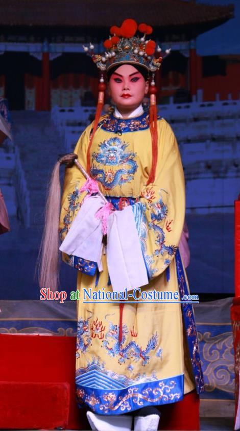 Zhong Bao Guo Chinese Bangzi Opera Figurant Apparels Costumes and Headpieces Traditional Shanxi Clapper Opera Eunuch Garment Clothing