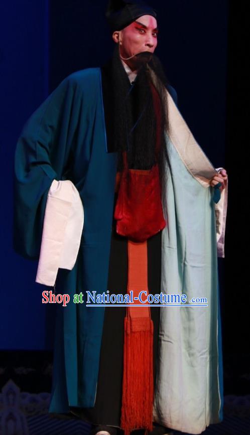 Sha Xi Chinese Bangzi Opera Laosheng Song Jiang Apparels Costumes and Headpieces Traditional Shanxi Clapper Opera Elderly Male Garment Clothing