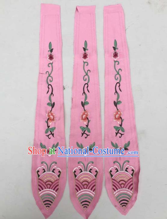 Chinese Traditional Embroidered Flowers Pink Streamer Patch Decoration Embroidery Applique Craft Embroidered Rabbion Accessories