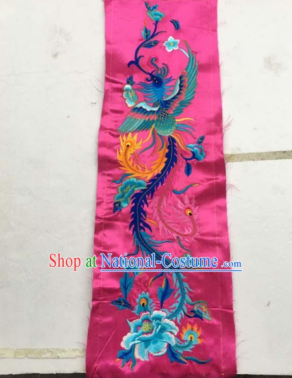 Chinese Traditional Embroidered Phoenix Peony Rosy Patch Decoration Embroidery Applique Craft Embroidered Dress Accessories