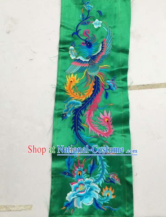 Chinese Traditional Embroidered Phoenix Peony Green Patch Decoration Embroidery Applique Craft Embroidered Dress Accessories