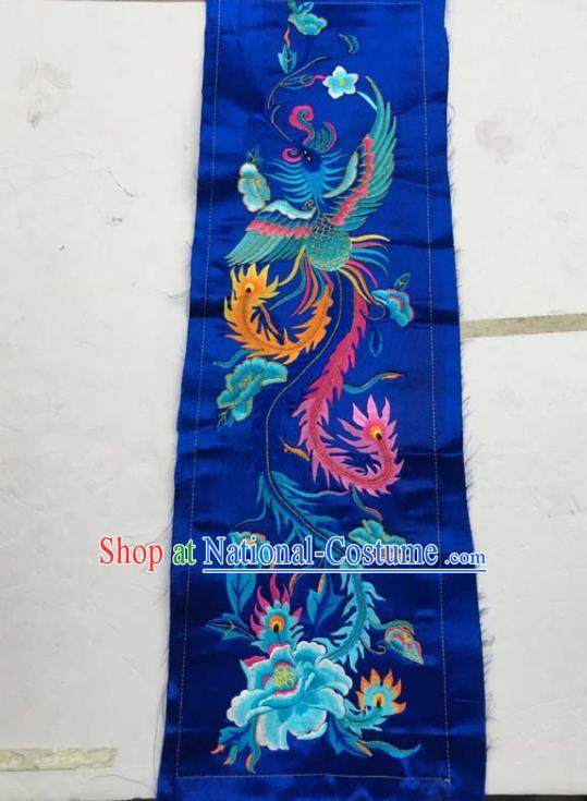 Chinese Traditional Embroidered Phoenix Peony Royalblue Patch Decoration Embroidery Applique Craft Embroidered Dress Accessories