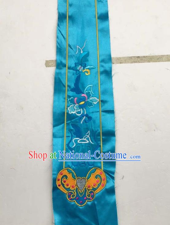 Chinese Traditional Embroidered Butterfly Peony Blue Patch Decoration Embroidery Applique Craft Embroidered Dress Ribbon Accessories