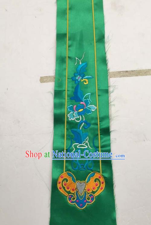 Chinese Traditional Embroidered Butterfly Peony Green Patch Decoration Embroidery Applique Craft Embroidered Dress Ribbon Accessories