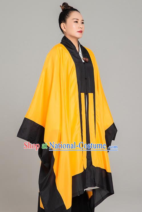 Asian Chinese Traditional Taoist Nun Yellow Koshibo Priest Frock Martial Arts Costumes China Kung Fu Garment Gown for Women