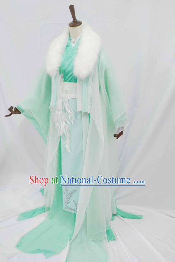 Top Chinese Cosplay Prince Noble Childe Costume Ancient Swordsman Green Clothing for Men