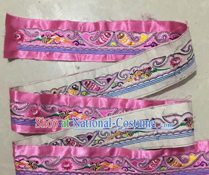 Chinese Traditional Embroidered Fishes Rosy Patch Decoration Embroidery Applique Craft Embroidered Band Accessories