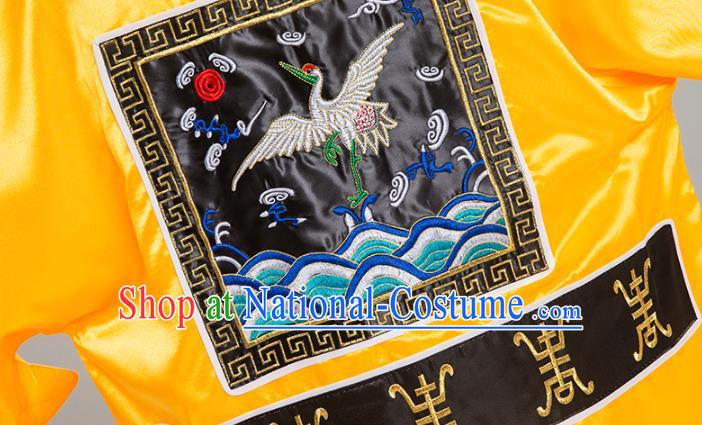 Traditional Chinese Taoist Nun Yellow Trilobal Priest Frock Martial Arts Costumes China Kung Fu Garment Embroidered Crane Gown for Women