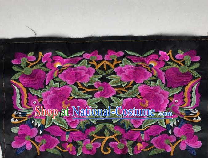 Chinese Traditional Embroidered Purple Flowers Birds Patch Decoration Embroidery Applique Craft Embroidered Clothing Accessories