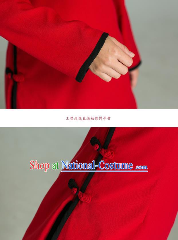 Professional Chinese Tang Suit Red Blouse and Black Pants Costumes Kung Fu Garment Tai Chi Training Outfits for Women