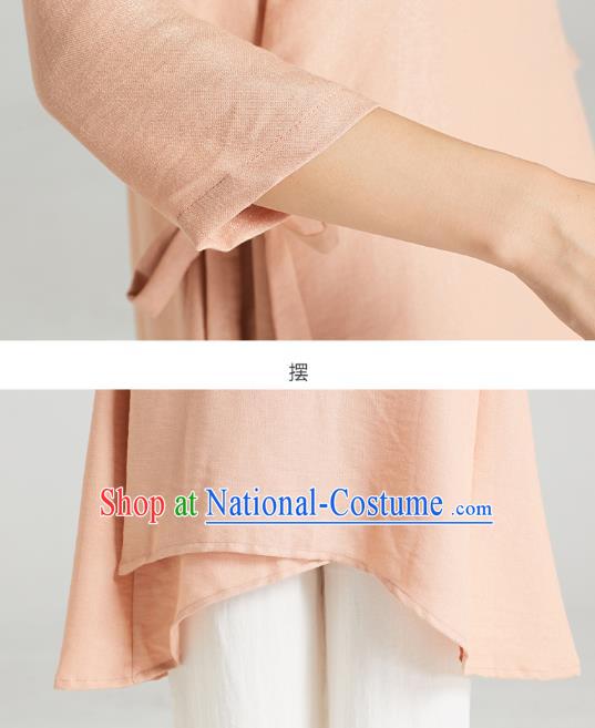 Professional Chinese Wudang Tai Chi Training Outfits Traditional Pink Flax Blouse and Pants Costumes Kung Fu Garment for Women