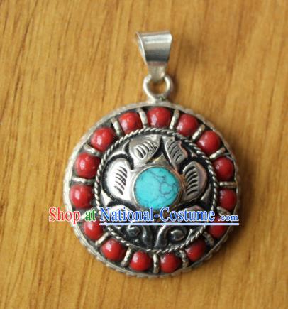 Chinese Traditional Tibetan Nationality Jewelry Accessories Decoration Zang Ethnic Handmade Necklace Pendant for Women