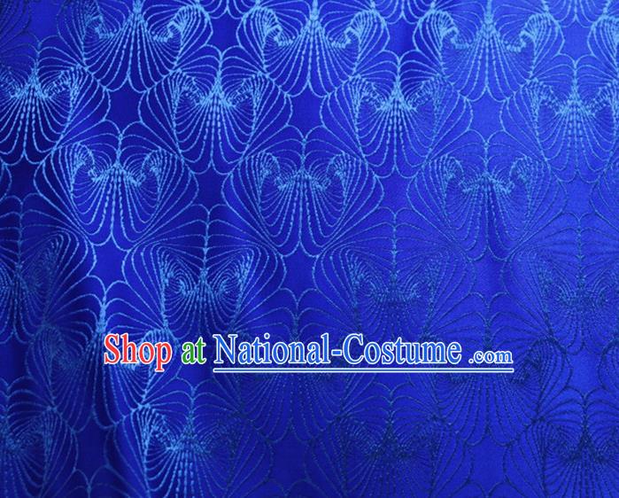 Asian Chinese Traditional Conch Pattern Design Royalblue Brocade Fabric Silk Tapestry Tang Suit Material