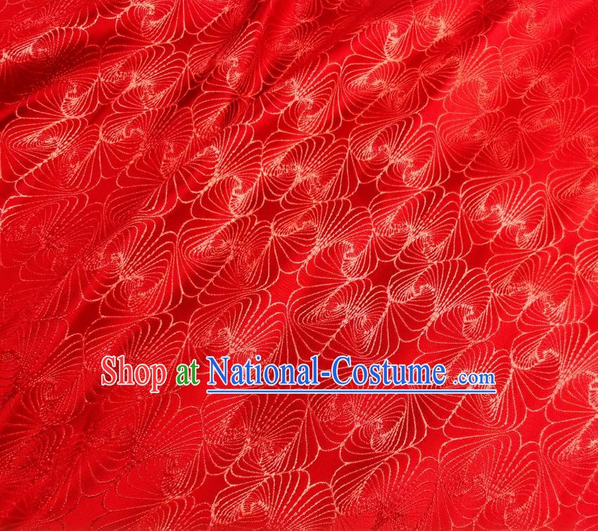 Asian Chinese Traditional Conch Pattern Design Red Brocade Fabric Silk Tapestry Tang Suit Material