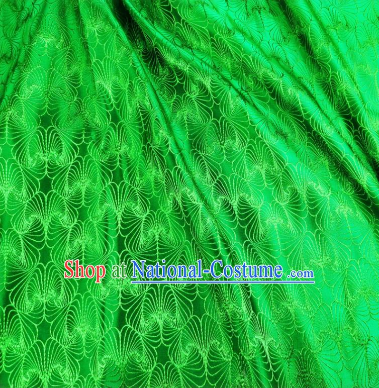 Asian Chinese Traditional Conch Pattern Design Green Brocade Fabric Silk Tapestry Tang Suit Material