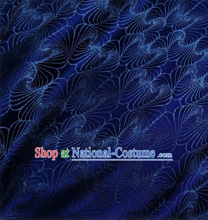 Asian Chinese Traditional Conch Pattern Design Navy Blue Brocade Fabric Silk Tapestry Tang Suit Material