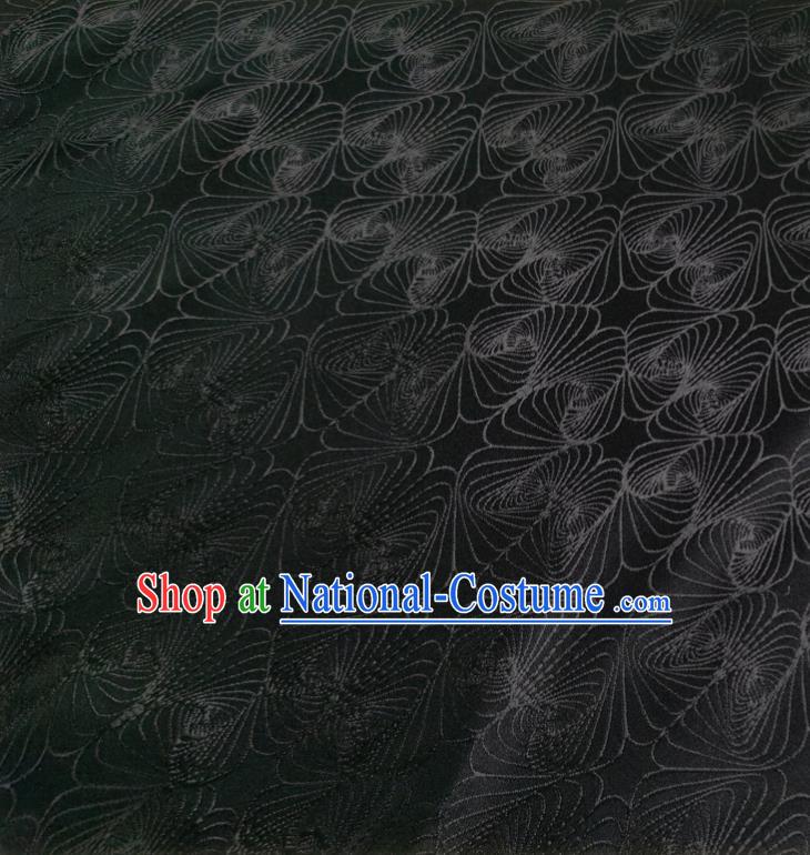 Asian Chinese Traditional Conch Pattern Design Black Brocade Fabric Silk Tapestry Tang Suit Material