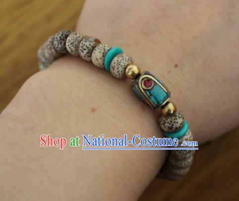 Chinese Traditional Tibetan Nationality Buddhism Bracelet Jewelry Accessories Decoration Zang Ethnic Handmade Beads Bangle for Women