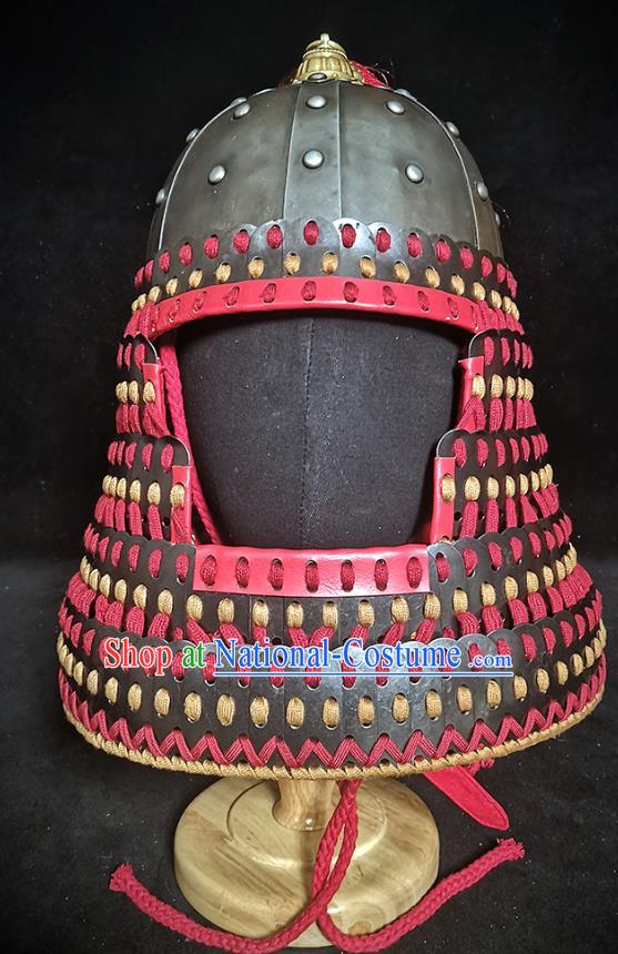 Traditional Chinese Song Dynasty Infantry Warrior Iron Armet Hat Headpiece Ancient General Helmet for Men