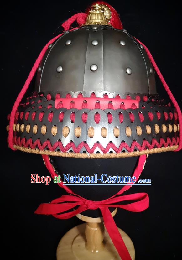 Traditional Chinese Song Dynasty Infantry Warrior Iron Armet Hat Headpiece Ancient General Helmet for Men