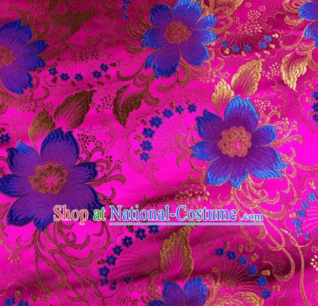 Asian Chinese Traditional Flowers Pattern Design Rosy Brocade Silk Fabric Cheongsam Tapestry Satin Material DIY Damask