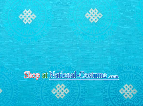 Asian Chinese Traditional Auspicious Pattern Design Light Blue Brocade Tang Suit Silk Fabric Tapestry Material DIY Satin Damask