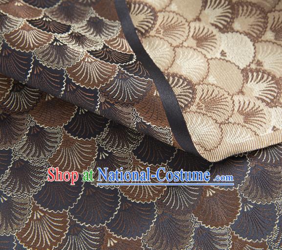 Asian Chinese Traditional Scales Pattern Design Brown Brocade Silk Fabric Tapestry Material DIY Mongolian Robe Satin Damask