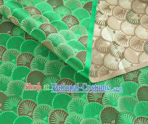 Asian Chinese Traditional Scales Pattern Design Green Brocade Silk Fabric Tapestry Material DIY Mongolian Robe Satin Damask