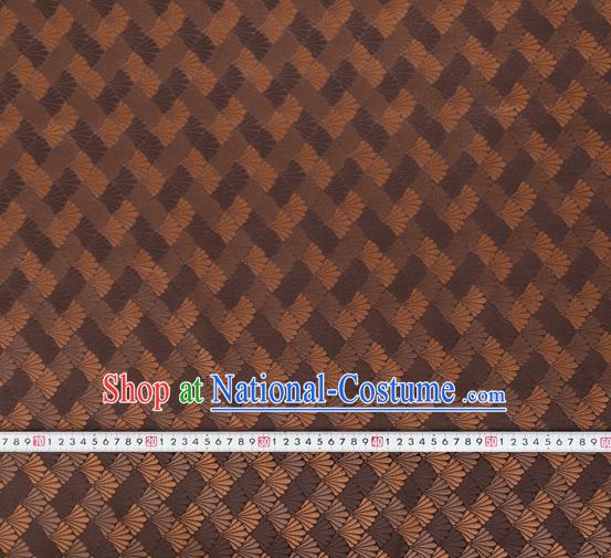 Chinese Traditional Shell Pattern Design Brown Brocade Silk Fabric Tapestry Material Asian DIY Hanfu Dress Satin Damask