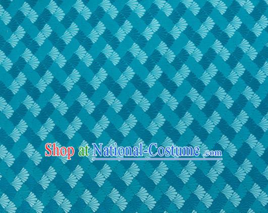 Chinese Traditional Shell Pattern Design Blue Brocade Silk Fabric Tapestry Material Asian DIY Hanfu Dress Satin Damask