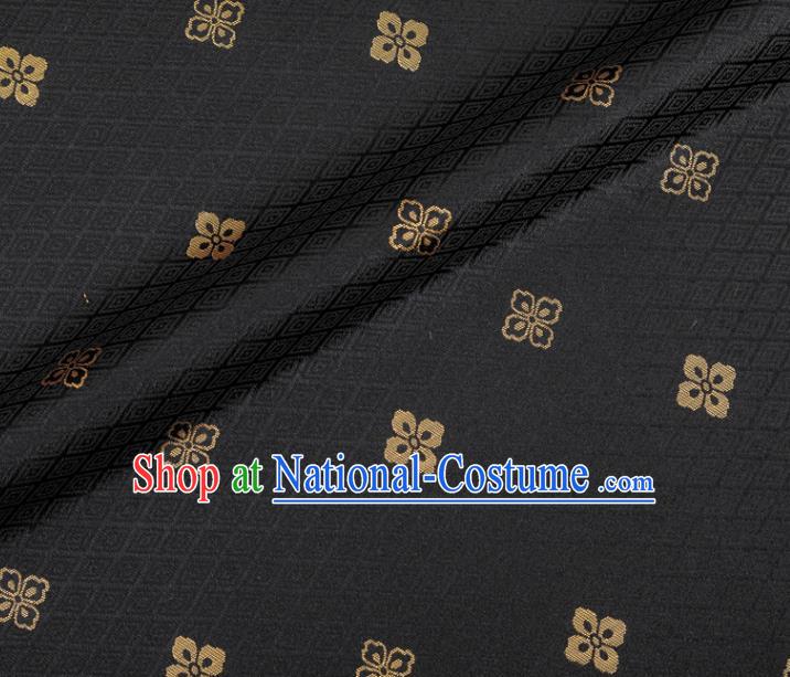 Japanese Traditional Sorbus Pattern Design Black Brocade Fabric Silk Material Traditional Asian Japan Kimono Nishijin Satin Tapestry