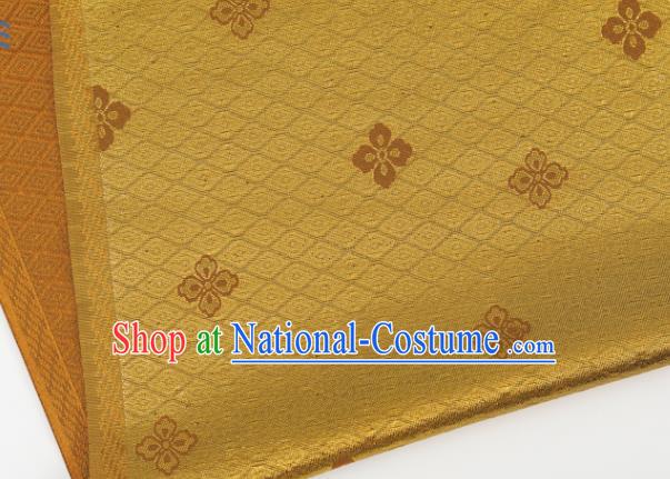 Japanese Traditional Sorbus Pattern Design Golden Brocade Fabric Silk Material Traditional Asian Japan Kimono Nishijin Satin Tapestry