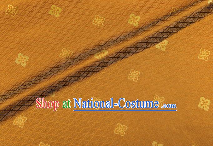 Japanese Traditional Sorbus Pattern Design Light Tan Brocade Fabric Silk Material Traditional Asian Japan Kimono Nishijin Satin Tapestry