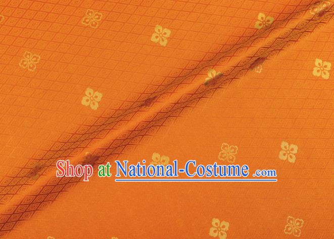 Japanese Traditional Sorbus Pattern Design Orange Brocade Fabric Silk Material Traditional Asian Japan Kimono Nishijin Satin Tapestry