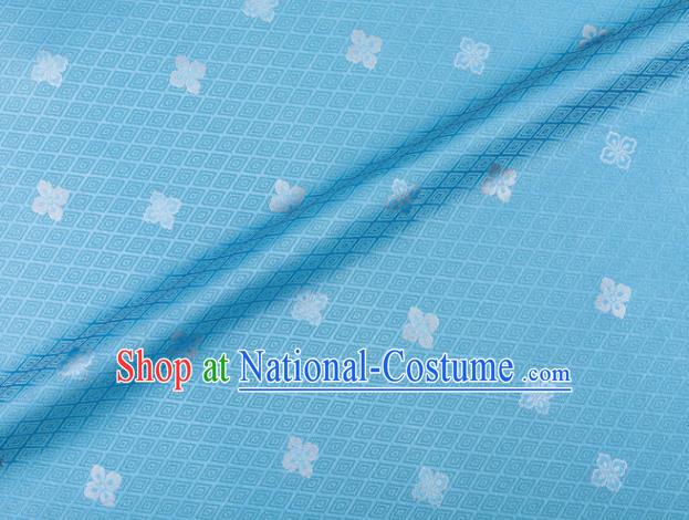 Japanese Traditional Sorbus Pattern Design Light Blue Brocade Fabric Silk Material Traditional Asian Japan Kimono Nishijin Satin Tapestry