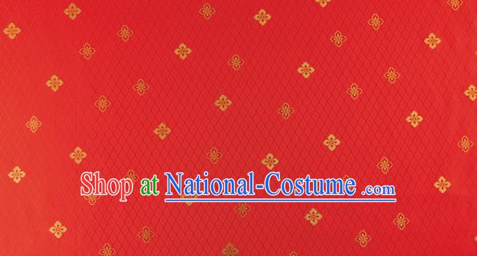 Japanese Traditional Sorbus Pattern Design Red Brocade Fabric Silk Material Traditional Asian Japan Kimono Nishijin Satin Tapestry